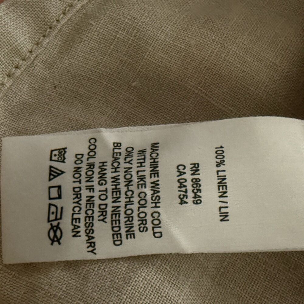 Tommy Bahama Relax Linen Dress Womens 12 Tan Embroidered Spaghetti Strap - Picture 7 of 8